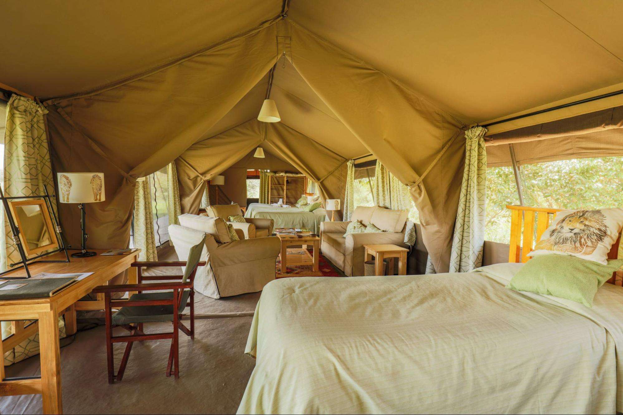 Inside view of Porini Lion Camp